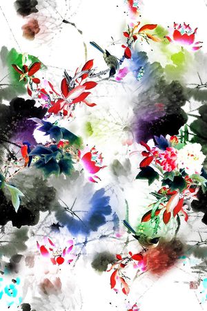荷花印花花型图片