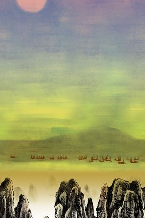 山水画印花花型图片