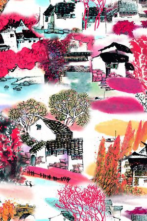 风景印花花型图片