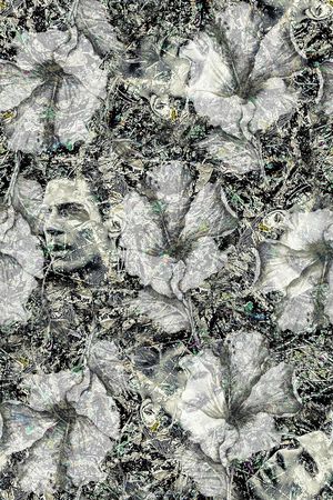 时尚抽象手绘人物花朵数码印花印花花型图片