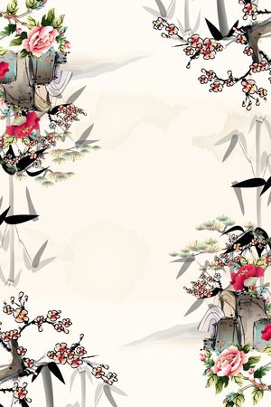 国画牡丹长围巾印花花型图片