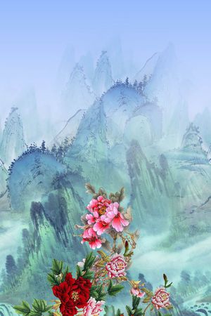 定位牡丹花印花花型图片