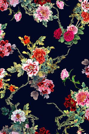 牡丹花印花花型图片