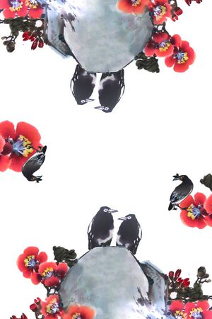 中国风长丝巾印花花型图片