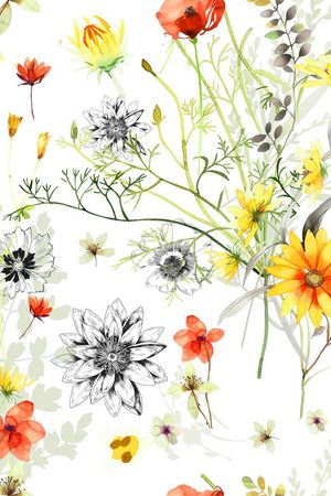 花卉、笔触剪影印花花型图片