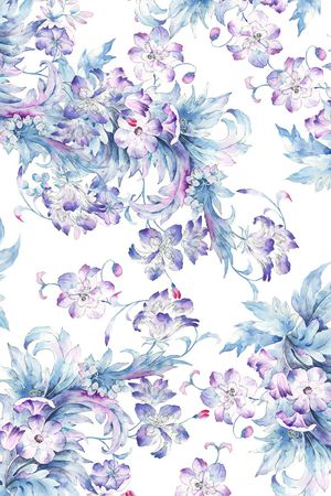 手绘清爽素雅女装花卉印花花型图片
