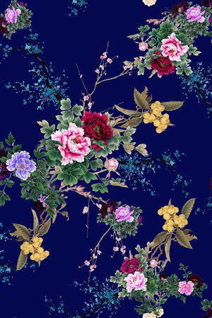 中国风花卉印花花型图片