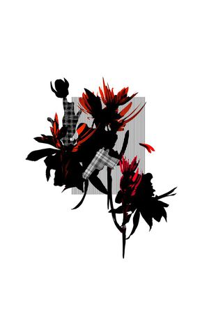 剪影创意时尚花印花花型图片