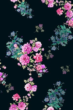 手绘画花印花花型图片