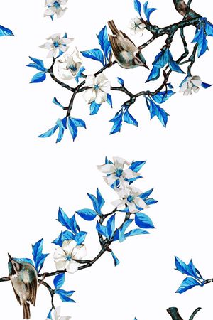 花鸟印花花型图片