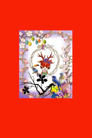 喜鹊印花花型图片