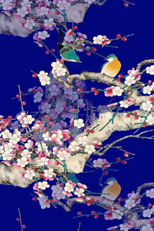 时尚潮流女装裙子定位工笔画印花印花花型图片