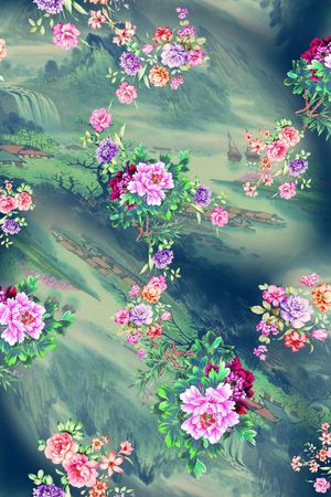 牡丹印花花型图片