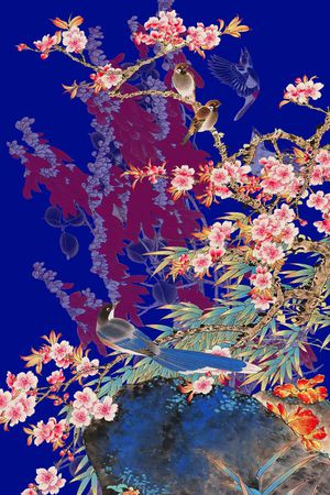 时尚手绘水彩画山水画花鸟数码印花印花花型图片