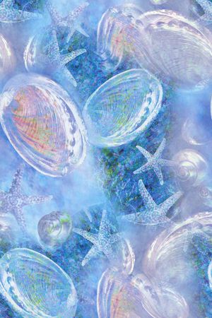 海洋生物印花花型图片