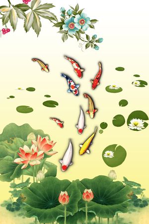 锦鲤印花花型图片