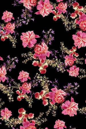 时尚抽象手绘油画花卉数码印花印花花型图片