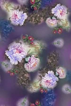 中国风牡丹花印花花型图片