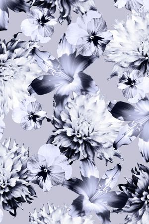 数码花卉、灰色、风吹效果印花花型图片