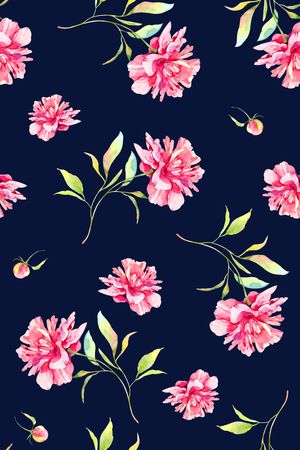 抽象手绘满版时尚花卉印花花型图片