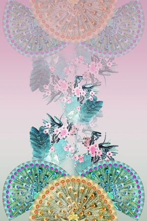 定位羽毛中国风数码女装花卉印花花型图片