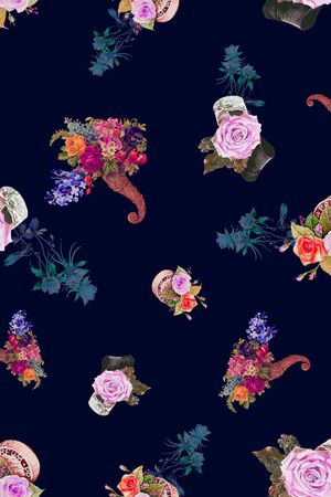 手绘花印花花型图片