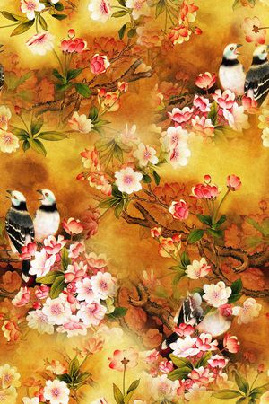 花鸟印花花型图片