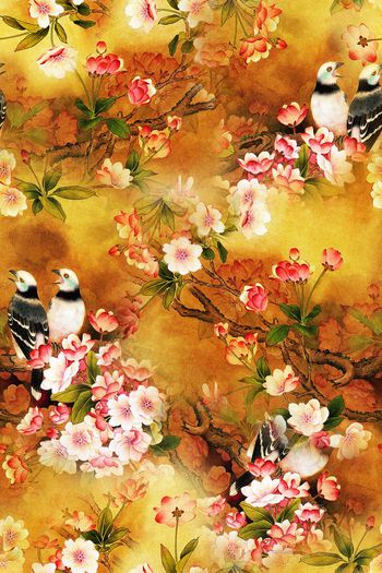 花鸟印花花型图片