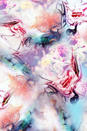唯美山水抽象数码花卉印花花型图片