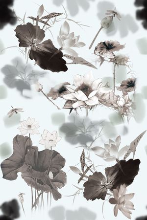水墨印花花型图片