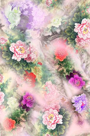 牡丹印花花型图片