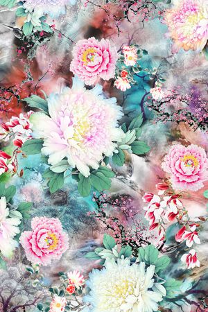 牡丹印花花型图片