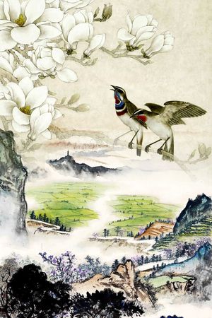 玉兰花印花花型图片