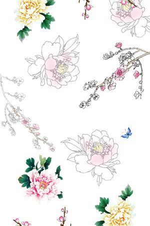 牡丹花印花花型图片