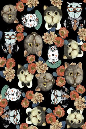 猫印花花型图片