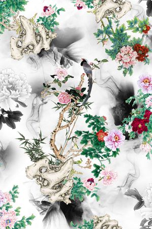 花鸟工笔印花花型图片