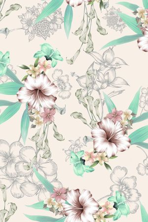 田园花卉印花花型图片