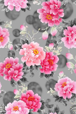 牡丹印花花型图片
