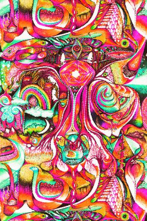 手绘蜡笔画印花花型图片