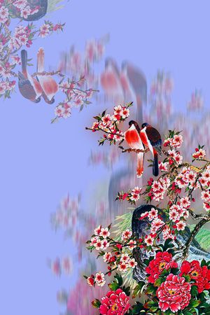 时尚潮流中国风花鸟印花印花花型图片