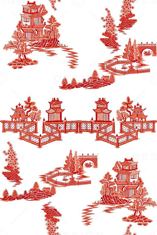 山水画印花花型图片