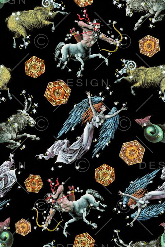 手绘星座趣味印花花型图片