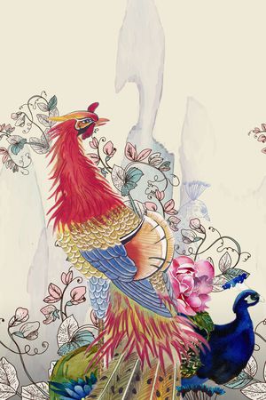 孔雀印花花型图片