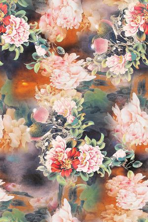 牡丹印花花型图片