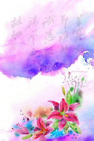水墨花卉印花花型图片