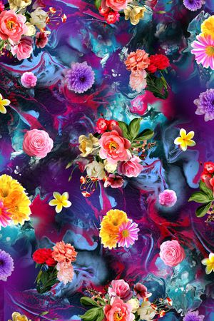 鲜花、花卉印花花型图片