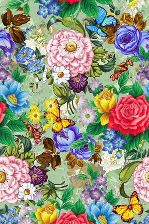 花鸟印花花型图片