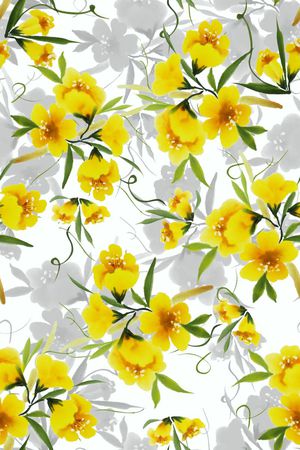 手绘、水彩、花卉、女装印花花型图片