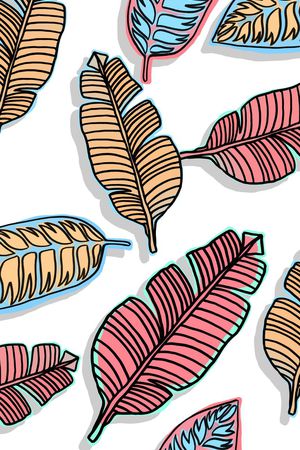 热带、树叶、手绘印花花型图片