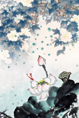 水墨花卉印花花型图片